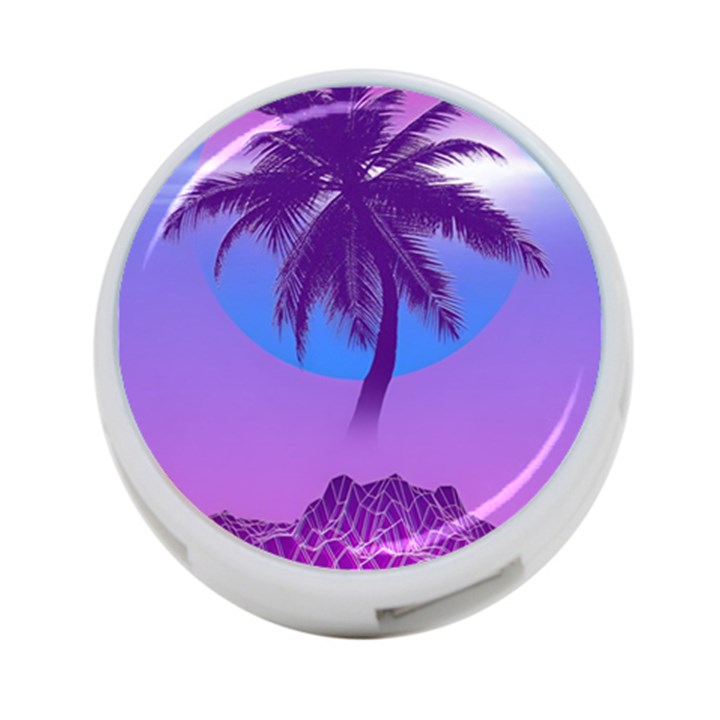 Palm Tree Vaporwave Synthwave Retro Style 4-Port USB Hub (Two Sides)