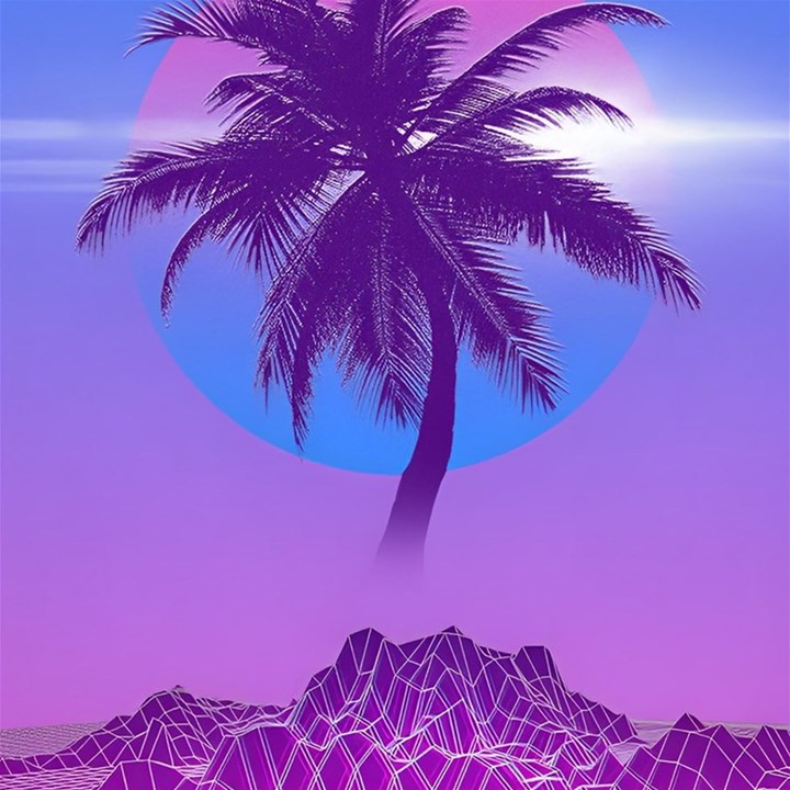 Palm Tree Vaporwave Synthwave Retro Style Play Mat (Rectangle)