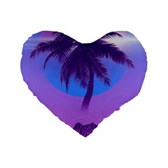 Palm Tree Vaporwave Synthwave Retro Style Standard 16  Premium Heart Shape Cushions by Cendanart