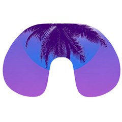 Palm Tree Vaporwave Synthwave Retro Style Travel Neck Pillow by Cendanart