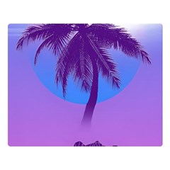 Palm Tree Vaporwave Synthwave Retro Style Two Sides Premium Plush Fleece Blanket (large) by Cendanart