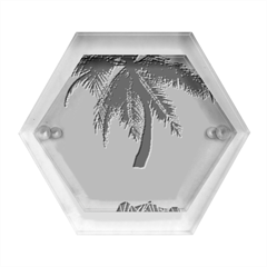 Palm Tree Vaporwave Synthwave Retro Style Hexagon Wood Jewelry Box by Cendanart