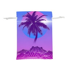 Palm Tree Vaporwave Synthwave Retro Style Lightweight Drawstring Pouch (l) by Cendanart