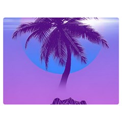 Palm Tree Vaporwave Synthwave Retro Style Two Sides Premium Plush Fleece Blanket (extra Small) by Cendanart