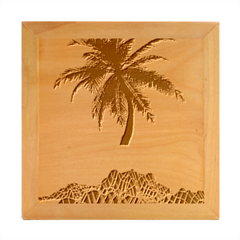 Palm Tree Vaporwave Synthwave Retro Style Wood Photo Frame Cube by Cendanart