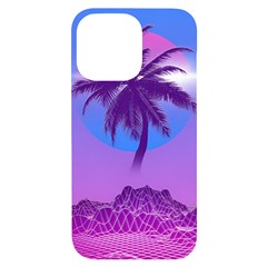 Palm Tree Vaporwave Synthwave Retro Style Iphone 14 Pro Max Black Uv Print Case by Cendanart