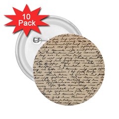 Close Up Photo Of Black Text Old Handwriting Leave Old Script 2 25  Buttons (10 Pack)  by Cendanart