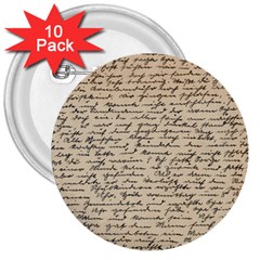 Close Up Photo Of Black Text Old Handwriting Leave Old Script 3  Buttons (10 Pack)  by Cendanart