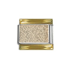 Close Up Photo Of Black Text Old Handwriting Leave Old Script Gold Trim Italian Charm (9mm) by Cendanart