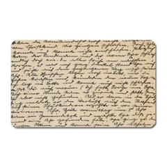 Close Up Photo Of Black Text Old Handwriting Leave Old Script Magnet (rectangular) by Cendanart