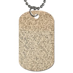 Close Up Photo Of Black Text Old Handwriting Leave Old Script Dog Tag (one Side) by Cendanart