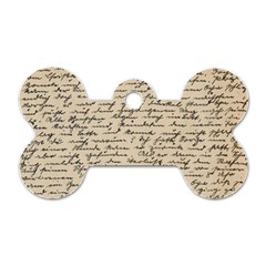 Close Up Photo Of Black Text Old Handwriting Leave Old Script Dog Tag Bone (one Side) by Cendanart