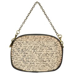 Close Up Photo Of Black Text Old Handwriting Leave Old Script Chain Purse (one Side) by Cendanart