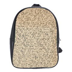 Close Up Photo Of Black Text Old Handwriting Leave Old Script School Bag (large) by Cendanart