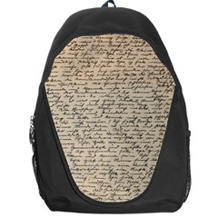 Close Up Photo Of Black Text Old Handwriting Leave Old Script Backpack Bag by Cendanart