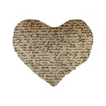 Close Up Photo Of Black Text Old Handwriting Leave Old Script Standard 16  Premium Heart Shape Cushions Front