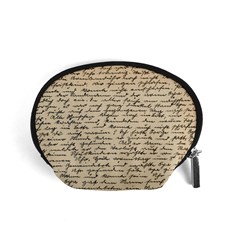 Close Up Photo Of Black Text Old Handwriting Leave Old Script Accessory Pouch (small) by Cendanart