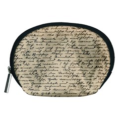 Close Up Photo Of Black Text Old Handwriting Leave Old Script Accessory Pouch (medium) by Cendanart