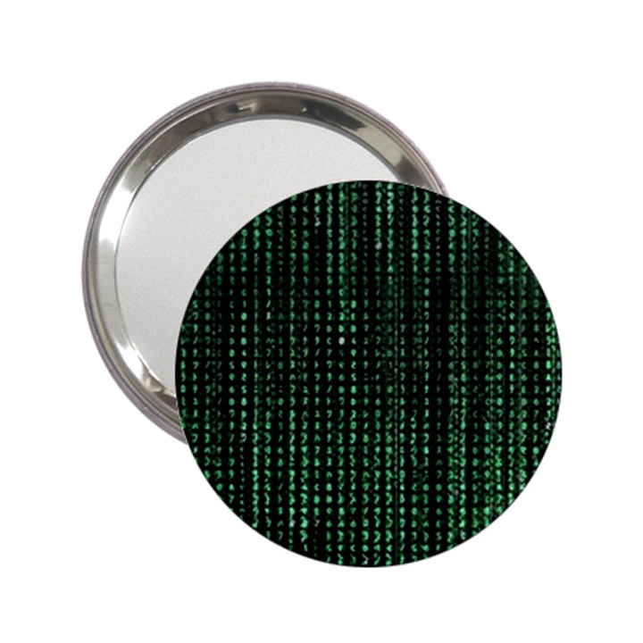 Green Matrix Code Illustration Digital Art Portrait Display 2.25  Handbag Mirrors