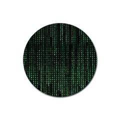 Green Matrix Code Illustration Digital Art Portrait Display Rubber Coaster (round) by Cendanart