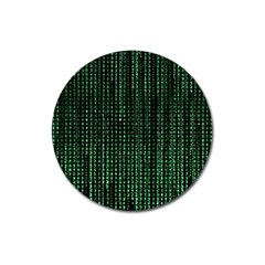 Green Matrix Code Illustration Digital Art Portrait Display Magnet 3  (round) by Cendanart