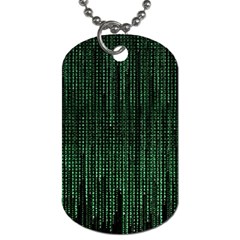 Green Matrix Code Illustration Digital Art Portrait Display Dog Tag (two Sides) by Cendanart