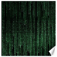 Green Matrix Code Illustration Digital Art Portrait Display Canvas 12  X 12  by Cendanart