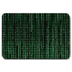 Green Matrix Code Illustration Digital Art Portrait Display Large Doormat by Cendanart