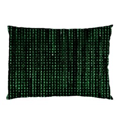 Green Matrix Code Illustration Digital Art Portrait Display Pillow Case by Cendanart