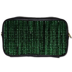 Green Matrix Code Illustration Digital Art Portrait Display Toiletries Bag (one Side) by Cendanart