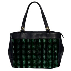 Green Matrix Code Illustration Digital Art Portrait Display Oversize Office Handbag by Cendanart