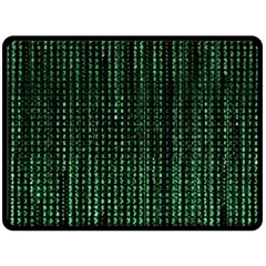 Green Matrix Code Illustration Digital Art Portrait Display Fleece Blanket (large) by Cendanart