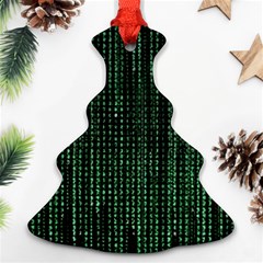 Green Matrix Code Illustration Digital Art Portrait Display Christmas Tree Ornament (two Sides) by Cendanart