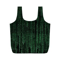 Green Matrix Code Illustration Digital Art Portrait Display Full Print Recycle Bag (m) by Cendanart