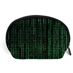 Green Matrix Code Illustration Digital Art Portrait Display Accessory Pouch (large) by Cendanart