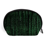 Green Matrix Code Illustration Digital Art Portrait Display Accessory Pouch (Large) Front