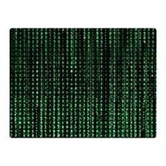 Green Matrix Code Illustration Digital Art Portrait Display Two Sides Premium Plush Fleece Blanket (mini) by Cendanart