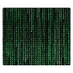 Green Matrix Code Illustration Digital Art Portrait Display Two Sides Premium Plush Fleece Blanket (small) by Cendanart