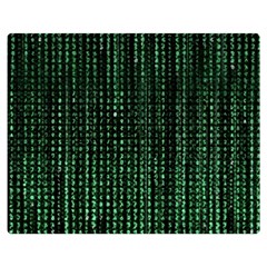 Green Matrix Code Illustration Digital Art Portrait Display Two Sides Premium Plush Fleece Blanket (medium) by Cendanart