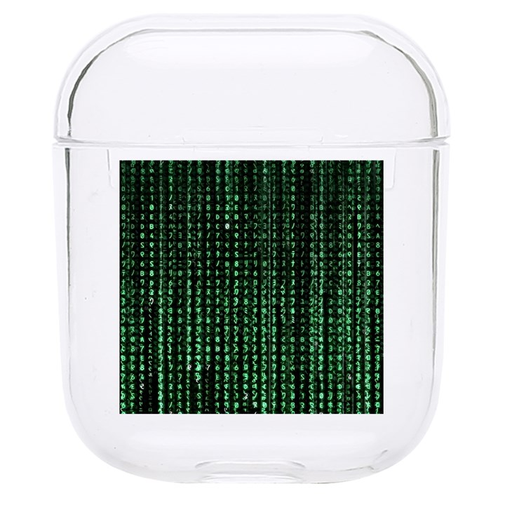 Green Matrix Code Illustration Digital Art Portrait Display Hard PC AirPods 1/2 Case