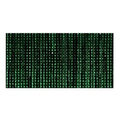 Green Matrix Code Illustration Digital Art Portrait Display Satin Shawl 45  X 80  by Cendanart