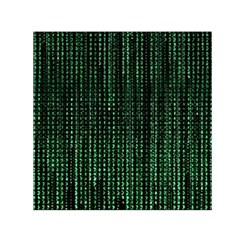 Green Matrix Code Illustration Digital Art Portrait Display Square Satin Scarf (30  X 30 ) by Cendanart