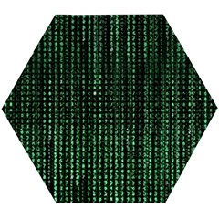 Green Matrix Code Illustration Digital Art Portrait Display Wooden Puzzle Hexagon by Cendanart