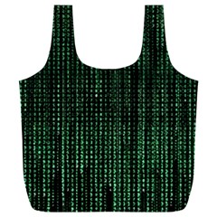 Green Matrix Code Illustration Digital Art Portrait Display Full Print Recycle Bag (xxl) by Cendanart