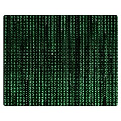 Green Matrix Code Illustration Digital Art Portrait Display Premium Plush Fleece Blanket (medium) by Cendanart