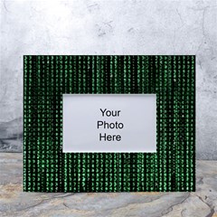 Green Matrix Code Illustration Digital Art Portrait Display White Tabletop Photo Frame 4 x6  by Cendanart