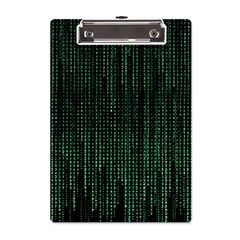 Green Matrix Code Illustration Digital Art Portrait Display A5 Acrylic Clipboard by Cendanart