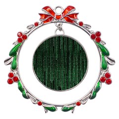 Green Matrix Code Illustration Digital Art Portrait Display Metal X mas Wreath Ribbon Ornament