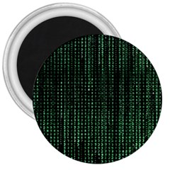 Green Matrix Code Illustration Digital Art Portrait Display 3  Magnets by Cendanart