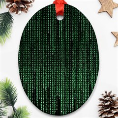 Green Matrix Code Illustration Digital Art Portrait Display Ornament (oval) by Cendanart